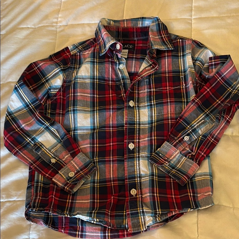 Plaid Kids Shirt - Red, Blue, and White